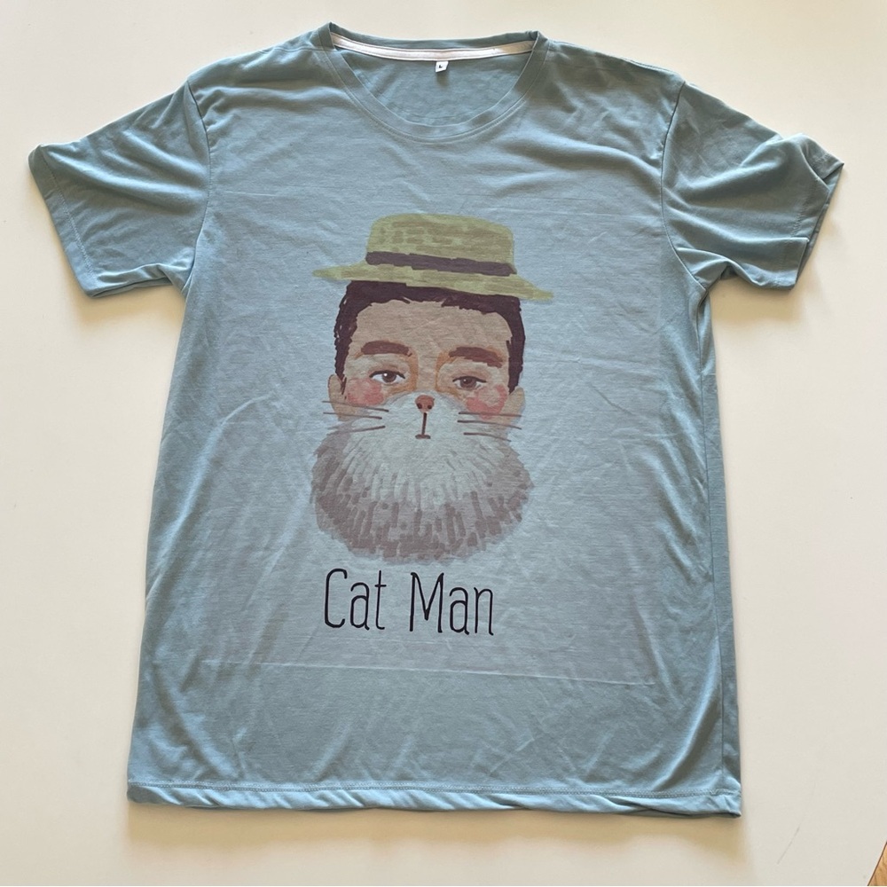 3/$25 | Artsy Oversized Graphic Tee “Cat Man” | Soft Cotton